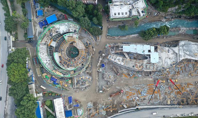 Tourist service facilities in Jiuzhaigou National Park under construction