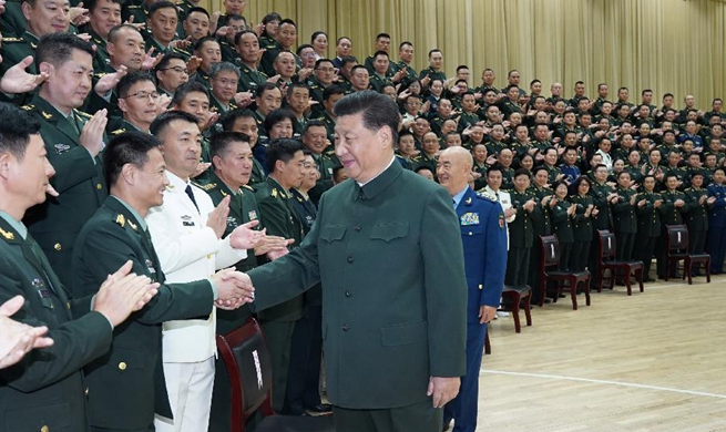 Xi meets delegates to PLA logistic support force Party congress, senior officers in Hubei