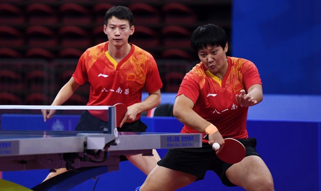 Chinese players compete in mixed doubles final of table tennis at Military World Games