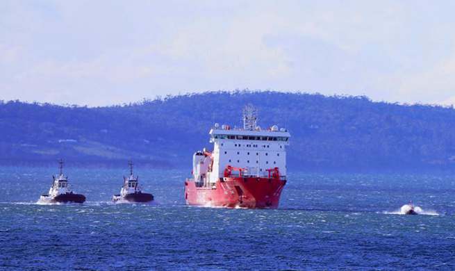 China's polar icebreaker Xuelong 2 docks at port of Hobart, Australia