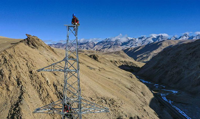 In pics: power grid construction in NW China's Xinjiang
