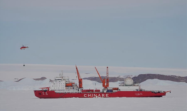 China's icebreakers unload cargos for Zhongshan Station in Antarctica