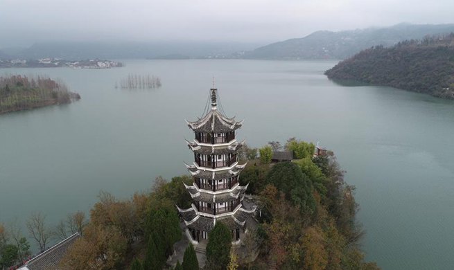 View of Hanjiang River in Ankang, China's Shaanxi