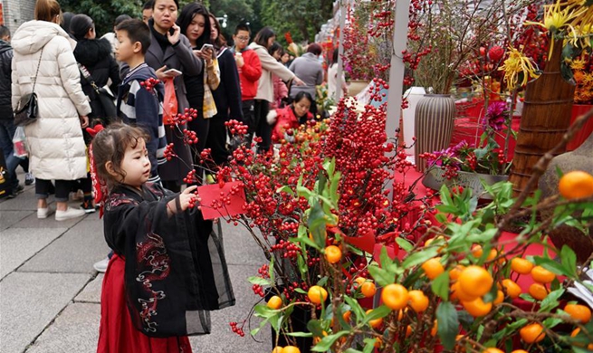 Historic street of SanfangQixiang in Fuzhou adorned with decorations to greet Spring Festival