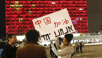 Tel Aviv landmark lit up in solidarity with China