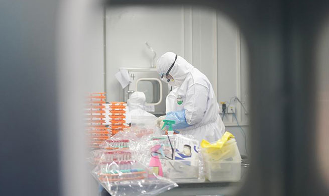 Staff members work at novel coronavirus detection lab in Wuhan