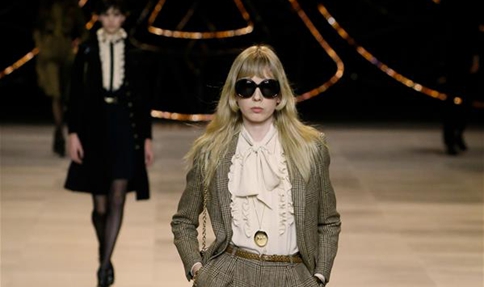 Creations of Celine presented during fashion show in Paris