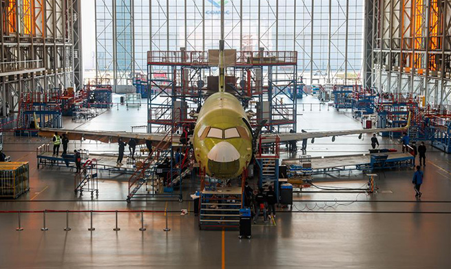 Manufacturing line of China's ARJ21 aircraft resumes production