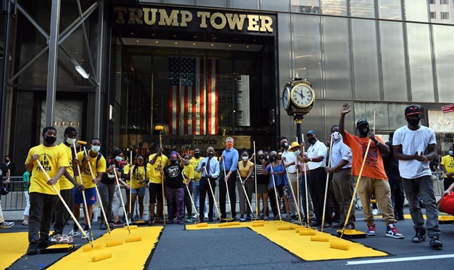 NYC paints "Black Lives Matter" mural in front of Trump Tower