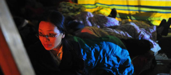 First night after deadly earthquake in Lushan Country, Sichuan