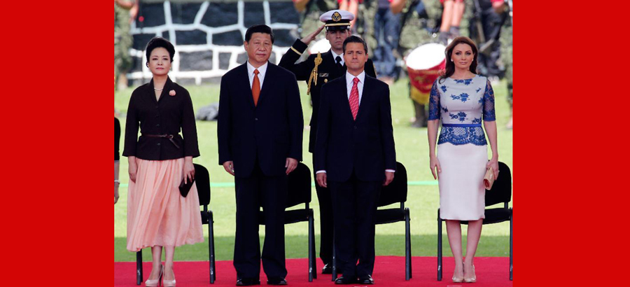 Chinese president welcomed by his Mexican counterpart