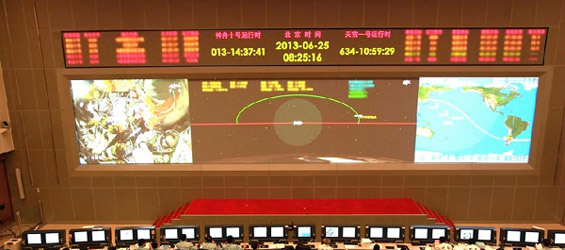 Shenzhou-10 flies around, docks with target module