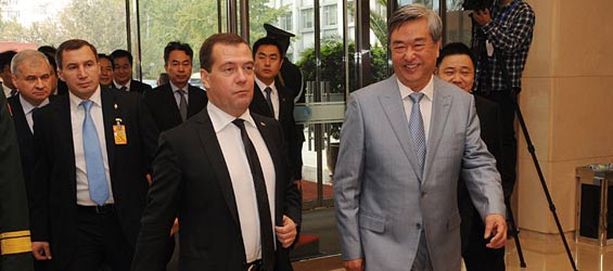Xinhua president welcomes Russian Prime Minister Dmitry Medvedev