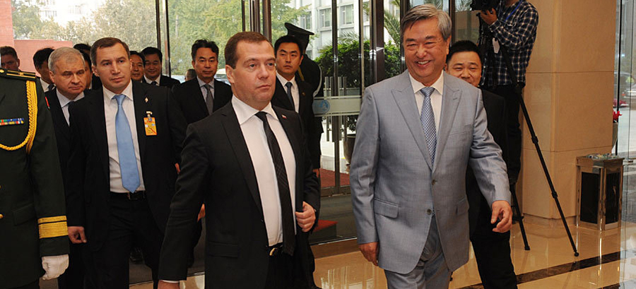 Xinhua president welcomes Russian Prime Minister Dmitry Medvedev