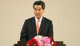 Hong Kong's new chief executive delivers speech
