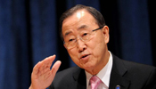 Ban Ki-moon speaks at his first press conference this year at UN headquarters