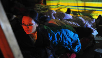 First night after deadly earthquake in Lushan Country, Sichuan