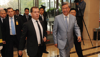 Xinhua president welcomes Russian Prime Minister Dmitry Medvedev