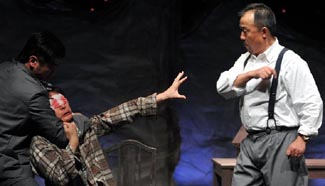 Actors rehearse stage drama "Gunshot" in Beijing