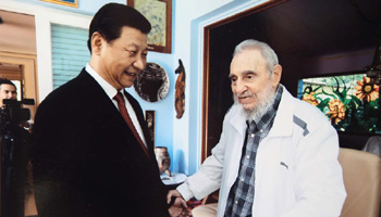 Chinese President visits Cuban revolution leader Fidel Castro in Havana
