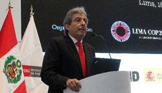Peru's Environment Minister delivers speech during COP20