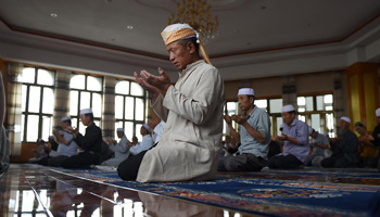 Muslims pray during holy fasting month of Ramadan in China's Ningxia