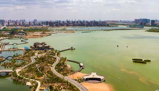 Magnificent scenery of Yuehaiwan central business district in China's Yinchuan