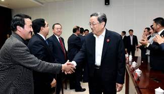 Yu zhengsheng discusses with educational representatives in Xinjiang