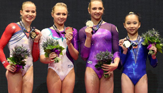 Highlights of women's uneven bars final at gymnastics worlds