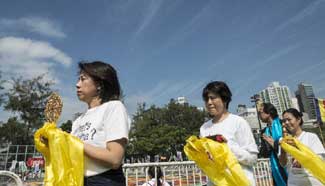 38-meter-long Buddha tangka displayed in Hong Kong