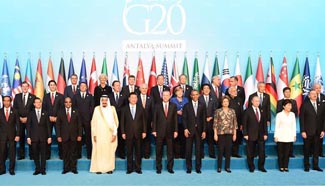Leaders attending G20 summit pose for photos in Antalya