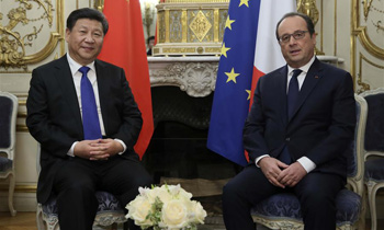 Chinese president meets French counterpart in Paris