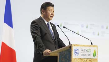 President Xi delivers speech at UN climate change conference in Paris