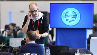 Journalists work at press center of 14th SCO PMs' meeting
