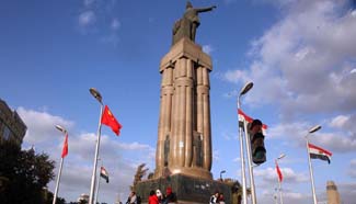 Chinese and Egyptian national flags seen in Cairo