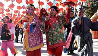 Folk artists rehearse for temple fair during Spring Festival