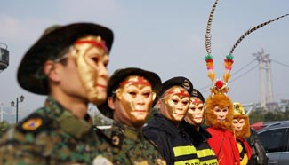 Monkey King dressed security personnel patrol in SW China