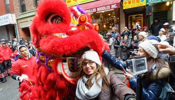People celebrate Chinese Lunar New Year at Manhattan's Chinatown in New York
