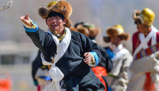 People "hit the horn" to celebrate Tibetan New Year in Lhasa