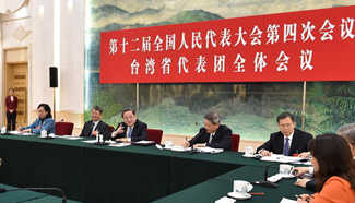 Yu Zhengsheng joins group deliberation of NPC deputies from Taiwan