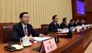 Top legislator presides over 2nd presidium meeting in Beijing