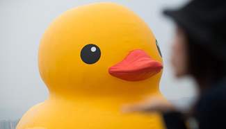 Giant yellow rubber duck exhibited in Macao