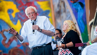 U.S. presidential candidate Sanders speaks at campaign rally