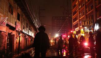 Fire occurs at residential area in Manila, the Philippines