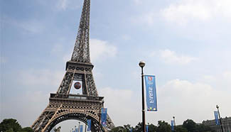 Eiffel Tower decorated for upcoming UEFA Euro 2016