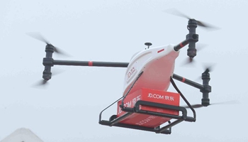 China's e-commerce trader JD.com trys to convey goods by drone