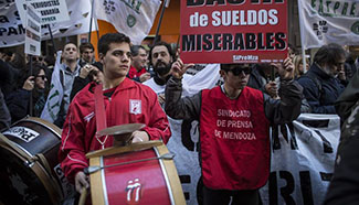 Press workers take part in demonstration in Buenos Aires