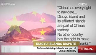Defense Ministry: Diaoyu Islands are part of China's territory