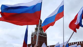 People mark national day of Russian Federation in Moscow