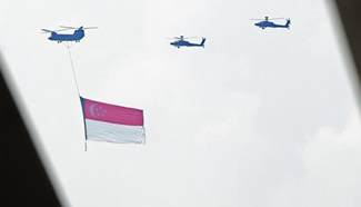 RSAF helicopters practice for national day celebrations in Singapore
